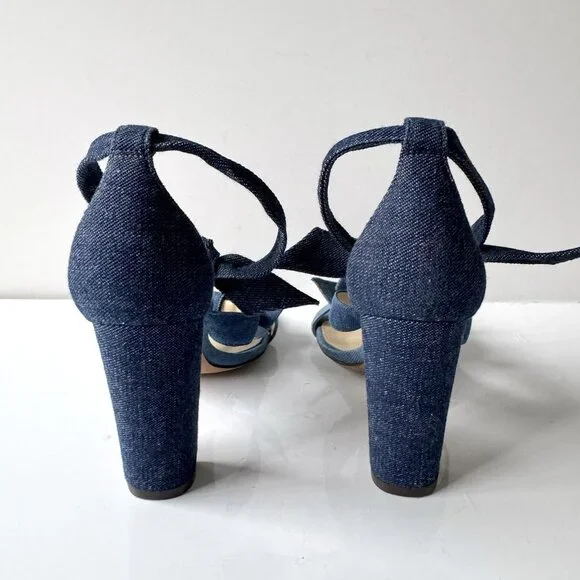 Alexandre Birman Blue Denim Lolita 90 Block Heeled Sandals - Picture 6 of 8